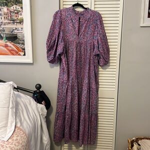 Printed Maxi Dress in Purple and Blue